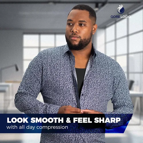 Vista 3 de QORE LOGIQ Camisas de compresión de ginecomastia para hombres, camiseta sin mangas adelgazante, moldeador de cuerpo, fajas para hombres, sujetador