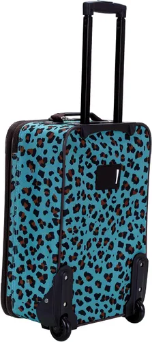 Vista 3 de Rockland Jungle Softside Juego de maletas verticales, Azul Leopard), F125
