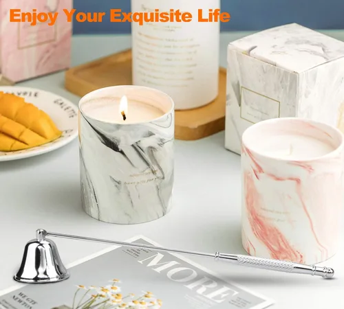Vista 5 de GOSGOONE - Detector de velas, elegante extintor de velas con mango largo, con bisagras, accesorio para apagar la llama de la vela de forma segura