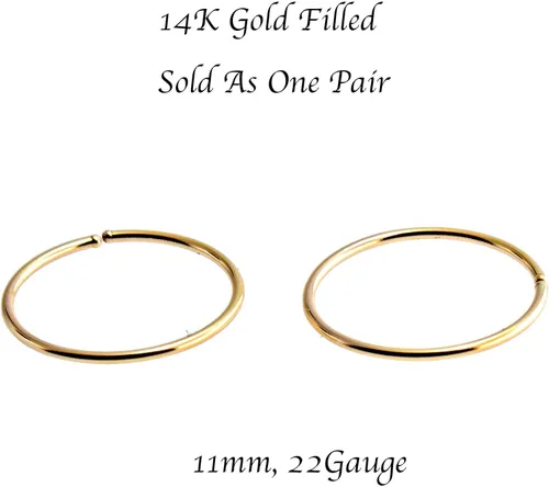 Vista 77 de Aretes de aro dorados y plateados para cartílago, nariz, tabique, oreja, hélix, tragus, joyería para mujer, hipoalergénicos, pequeños aros