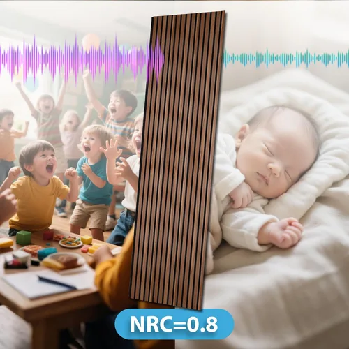 Vista 3 de Art3d Paquete de 2 paneles acústicos de listones de madera de 94.5 x 24 pulgadas para pared y techo - 31 pies cuadrados Panel acústico 3D estriado