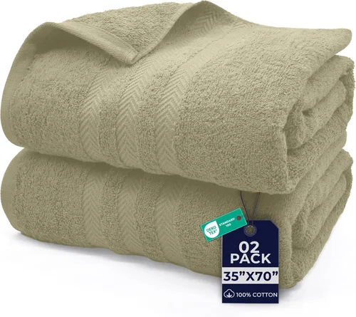 Vista 19 de DAN RIVER Paquete de 2 toallas de baño extra grandes de 35 x 70 pulgadas, toallas de baño grandes para adultos, juego de toallas de gran