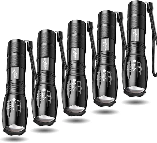 Vista 8 de Paquete de 3 linternas superbrillantes, linterna LED de alto lúmenes con haz zoomable, mini linternas para acampar, senderismo, pasear perros