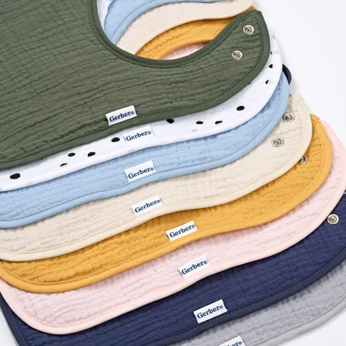 Vista 3 de Baberos unisex para bebé de muselina Gerber, pack de 8 para babeo