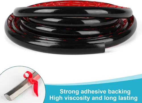 Vista 2 de Moldura flexible de un cuarto de redondeo autoadhesivo, ribete impermeable de 16.5 pies para bordes de pared y techo, armarios y encimeras (negro)