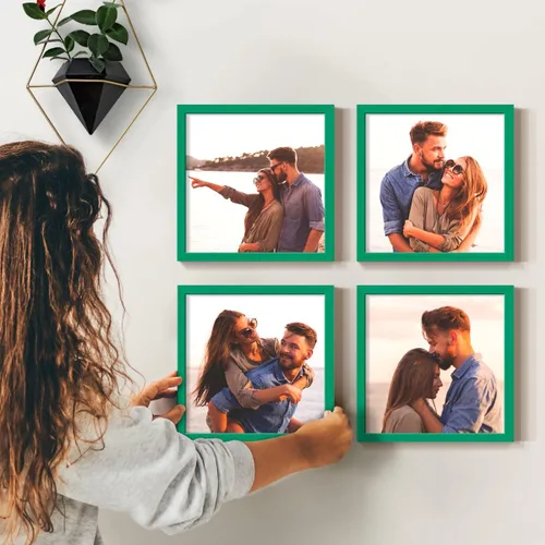 Vista 11 de Renditions Gallery Impresiones fotográficas personalizadas de 8 x 8 con marcos de fotos de madera real. Crea collage de fotos personalizado con Azul