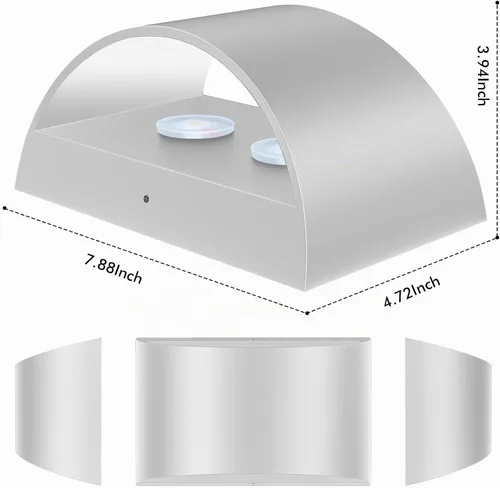 Vista 3 de Juego de dos apliques de pared Modernas luces LED de pared para interiores, luz de montaje en pared arriba y abajo, aluminio, cableado, regulable