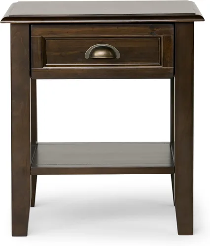 Vista 6 de SIMPLIHOME Burlington - Mesa auxiliar cuadrada de transición de madera maciza de 18 pulgadas de ancho, color marrón caoba para sala de estar