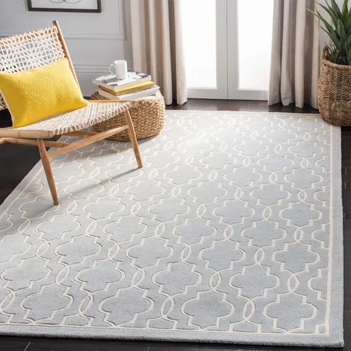 Vista 13 de SAFAVIEH Chatham Collection CHT723C - Alfombra decorativa de lana geométrica de alta calidad, hecha a mano, 2 x 3 pies, color azul oscuro/marfil