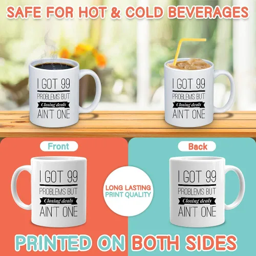 Vista 3 de Taza de café Realtors de 11 oz, color blanco, I Got 99 Problems Agente de Bienes Raíces Vendedor