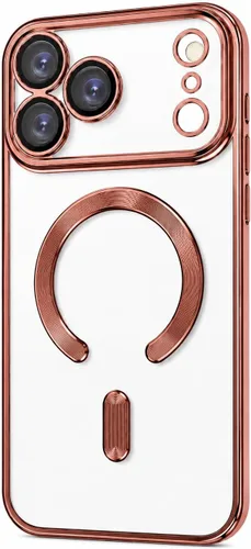 Vista 6 de Funda magnética transparente para iPhone 17 Pro Max, ribete metálico negro