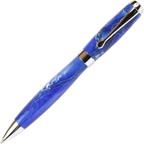 Vista 9 de Lanier Tuscany - Bolígrafo con cuerpo brillante marmoleado negro y perla con detalles cromados, acción de giro y recambio de estilo Parker de 0.028