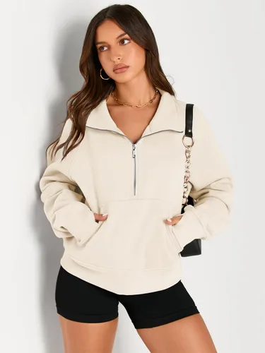 Vista 3 de AUTOMET Sudaderas con media cremallera para mujer, sudadera corta de vellón con cremallera de un cuarto, sudaderas con capucha para el otoño, a