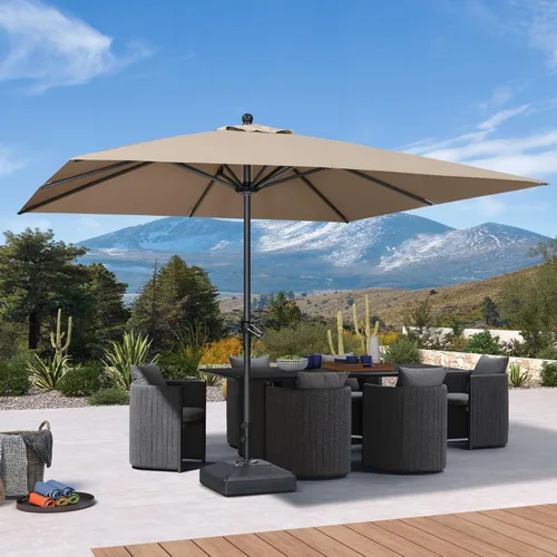 Vista 56 de PURPLE LEAF - Sombrilla de patio rectangular de 6' x 4', sombrilla de mesa para exteriores con marco de aluminio, sombrilla de mercado, sombrilla