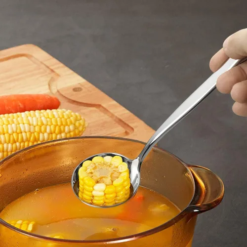 Vista 4 de Idotry - Cuchara de sopa de salsa de acero inoxidable, 2 piezas, cucharón de salsa pequeña acabado de espejo pulido, mango ergonómico, fácil