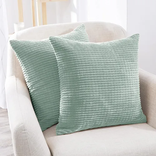 Vista 26 de Deconovo Fundas de Almohada Decorativas de Pana, Juego de 2 Fundas de Cojín Decorativas Suaves, Lavables a Máquina con Textura para Sofá, Sillón