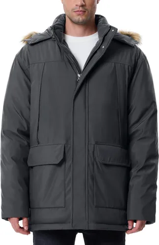 Vista 7 de Abrigos de invierno para hombre, chaquetas de invierno, impermeables, gruesas, cálidas, aisladas, parka, larga, con capucha