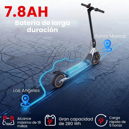 Vista 3 de Scooter eléctrico para adultos, motor de 500 W, 21/19 MPH, neumático Gris