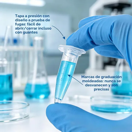 Vista 4 de 100 tubos de centrífuga de 0.1 fl oz inferior con tapa, tubo de ensayo de plástico transparente con viales graduados, tubos pequeños con tapas