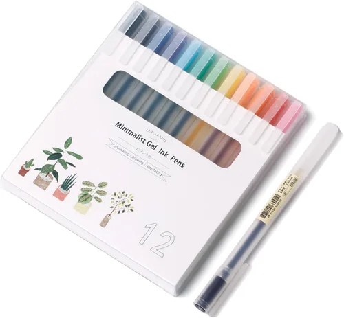 Vista 6 de XIZE SH Bolígrafos de gel minimalistas de estilo japonés de 0.5mm punta fina, paquete de 12, bolígrafos de tinta negra para suministros de papelería