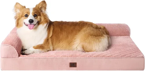 Vista 74 de EHEYCIGA - Cama ortopédica para perros de tamaño mediano, cama de espuma viscoelástica para perros, color beige Small Dog Sofa with Washable