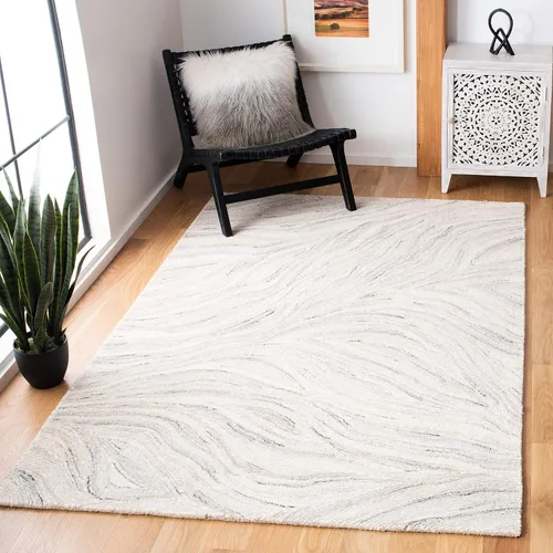 Vista 13 de SAFAVIEH Metro Collection - Alfombra decorativa de 2 x 3 pies, marfil y marrón, hecha a mano, lana abstracta moderna, ideal para zonas de alto