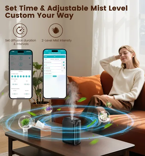 Vista 3 de Difusor de aceite esencial sin agua, cobertura de 3000 pies cuadrados para oficina de hotel en casa, máquina de aroma de aire frío de 13.5 fl oz