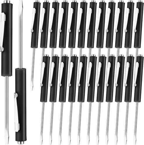 Vista 27 de Honoson 10 Piezas de Destornillador de Bolsillo Mini con Parte Superior y Clips de Bolsillo Magnéticos, Destornillador Pequeño Ranurado con Cabeza