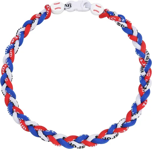 Vista 25 de Collar de béisbol de 18 pulgadas, regalos de goteo de béisbol, collares deportivos de tres trenzas, collares de titanio Tornado de cuerda deportiva