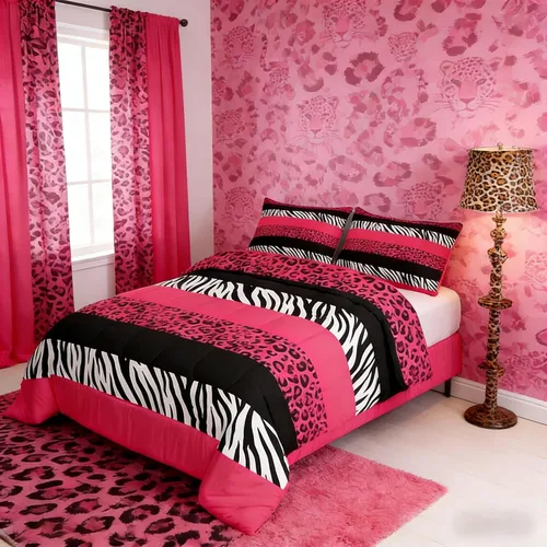 Vista 14 de Juego de edredón con estampado de leopardo para niños, tamaño individual, juego de ropa de cama de moda de piel de guepardo abstracto, decoración