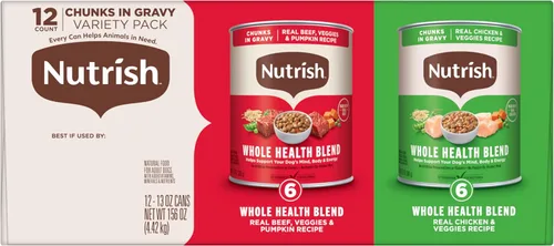 Vista 9 de Nutrish Whole Health Blend Trozos en Salsa Paquete Variado Comida Húmeda para Perros, Lata de 13 oz., 12 Unidades (Rachael Ray)