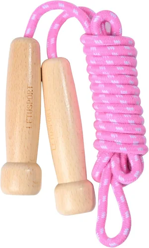 Vista 9 de Cuerda de saltar de 8.8 pies para mujeres, hombres y niños, cuerda de salto con mango de madera