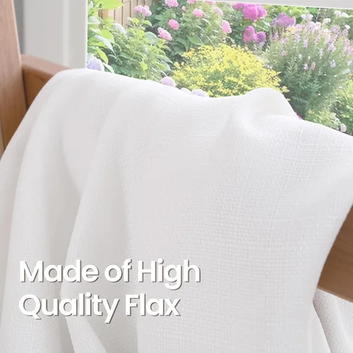 Vista 153 de BGment Cortinas de Lino Beige de 63 Pulgadas de Largo 2 Paneles - Tratamientos para Ventanas con Textura de Arpillera Filtrantes de Luz Cortinas B