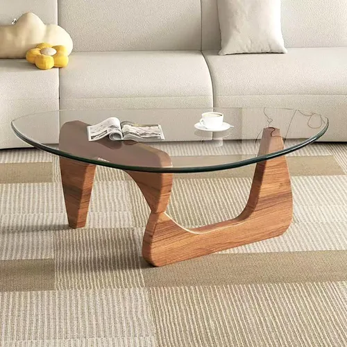 Vista 13 de Mesa de centro moderna de cristal, mesa de centro pequeña de mediados de siglo, mesa de centro para sala de estar, adecuada para dormitorio, sala