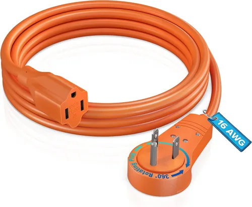 Vista 19 de Maximm Cable de extensión de enchufe plano giratorio de 360° de 0.5 pies, cable de alimentación de 3 clavijas, cable de alimentación de 16 Awg