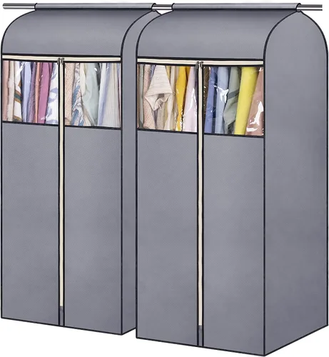 Vista 9 de SLEEPING LAMB Bolsas para ropa de 35 pulgadas para colgar almacenamiento de ropa, perchero de ropa completamente sellado con cubierta