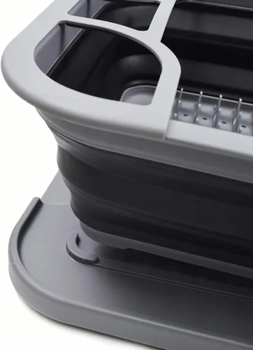 Vista 5 de SAMMART Escurridor de platos plegable con bandeja, juego de escurridor plegable, organizador de vajilla portátil, bandeja de almacenamiento