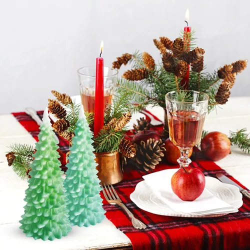 Vista 6 de Molde de vela de árbol de Navidad de gran tamaño para hacer velas, molde de silicona de Navidad 3D para fundición de resina DIY yeso arcilla