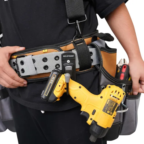 Vista 5 de MELOTOUGH Herramienta de gancho para cinturón de herramientas, funda de taladro inalámbrico con clip de metal para cinturón de trabajo (gris)