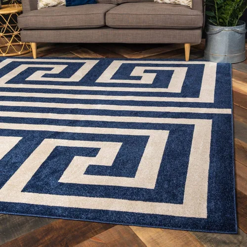 Vista 32 de Unique Loom Athens Collection - Alfombra clásica geométrica moderna con diseño de bordes, 3 pies 3 pulgadas x 5 pies 3 pulgadas, negro/beige negro