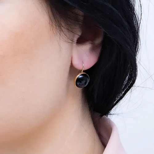 Vista 3 de Aretes de Piedras Preciosas de Oro de 14K - Aretes de Oro Sólido - Aretes de Oro de 14K para Mujeres - Aretes Llamativos - Aretes Colgantes de Oro