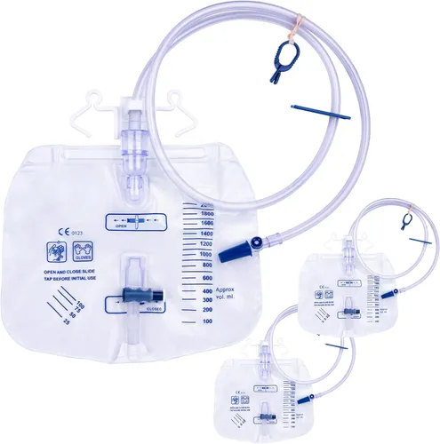 Vista 10 de Bolsas de pierna para catéter de 1000ml, bolsa de drenaje urinario para hombres y mujeres con válvula anti reflujo, tubos de 18 pulgadas y correas