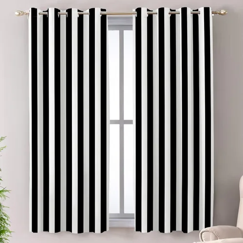 Vista 24 de Shrahala Cortinas republicanas de elefante americano para ventanas de cocina, paneles de cortina de ventana de poliéster multicapa con rayas rojas