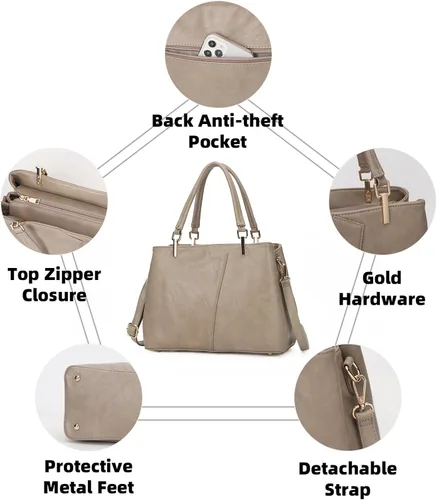 Vista 3 de KouLi Buir Bolsos hobo para mujer, bolsos grandes de piel sintética y bolsos de hombro, bolsos cruzados para mujer, bolso de mano con asa superior