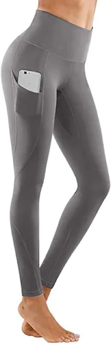 Vista 3 de Leggings de cintura alta para mujer, con bolsillos, sin costuras, para gimnasio, yoga, levantamiento de glúteos, mallas moldeadoras