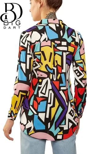 Vista 4 de Blusas de moda para mujer, camisas de manga larga con botones, blusas casuales elegantes