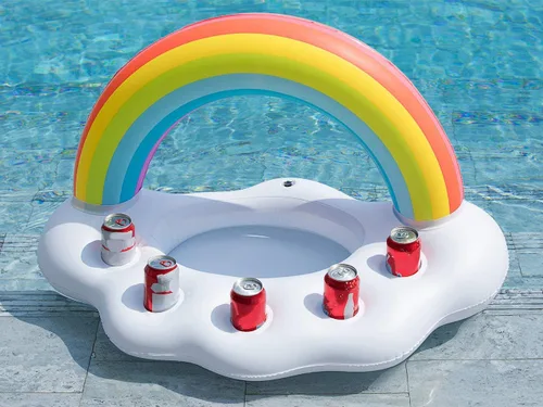 Vista 8 de Jasonwell Giant - Balsa de piña 76 pulgadas piña y piscina de verano piscina flotador inflable y Jasonwell soporte para bebidas inflables con nube