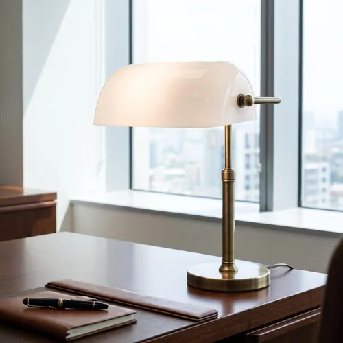 Vista 5 de VOSAREA Cubierta de lámpara de mesa retro de plástico blanco reemplazo para lámpara de escritorio de banqueros vintage
