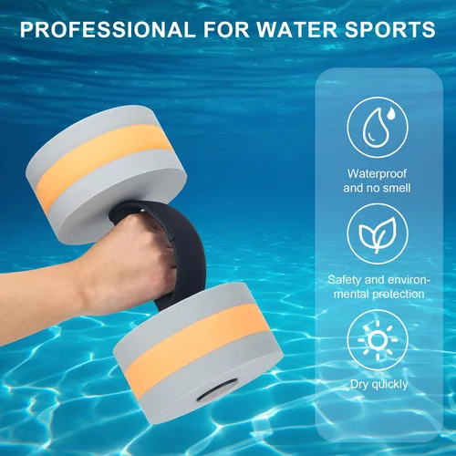 Vista 4 de Pesas de agua para ejercicio de piscina, 2 unidades, mancuernas de agua, aeróbicos, pesas de piscina, pesas acuáticas de resistencia ligera