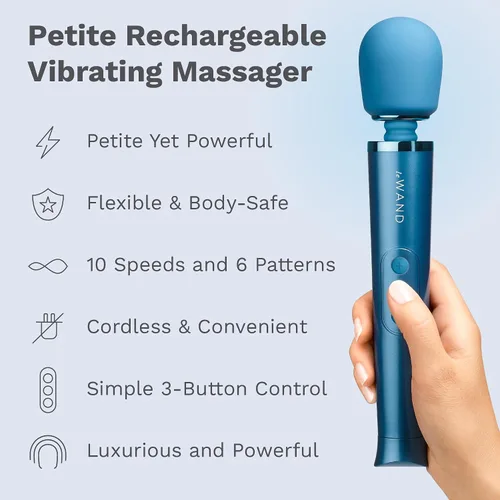 Vista 2 de Le Wand - Masajeador personal pequeño para mujeres y hombres - Masajeador de varita vibratoria con 10 velocidades ruidosas y 6 patrones de vibración